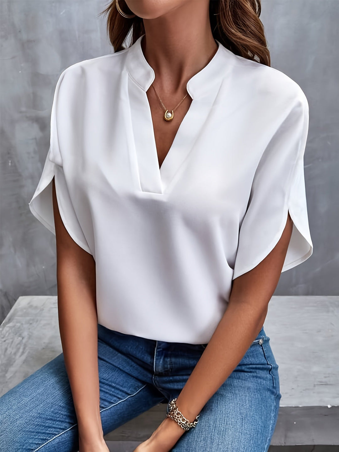 Milan - Classic V-Neck Blouse